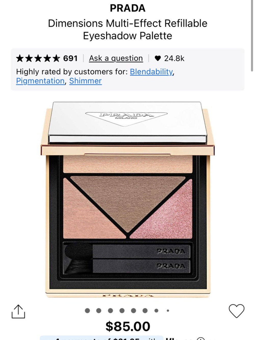 PRADA Dimensions Multi-Effect Refillable Eyeshadow Palette 07 Peony